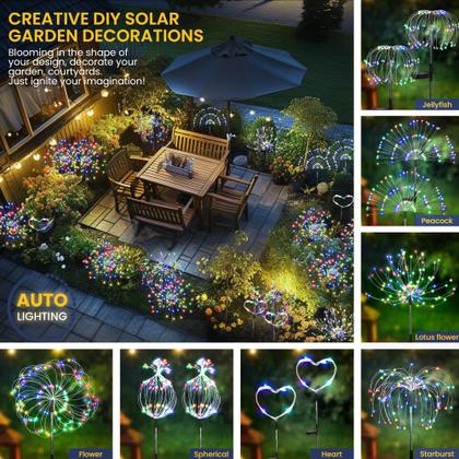 Imagem de Luzes solares de jardim GIGALUMI, pacote com 8, 120 LED multicoloridas