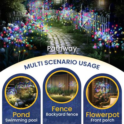 Imagem de Luzes solares de jardim GIGALUMI, pacote com 8, 120 LED multicoloridas