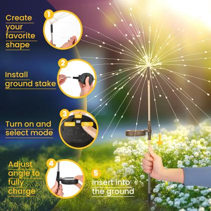 Imagem de Luzes solares de jardim GIGALUMI, pacote com 8, 120 LED multicoloridas