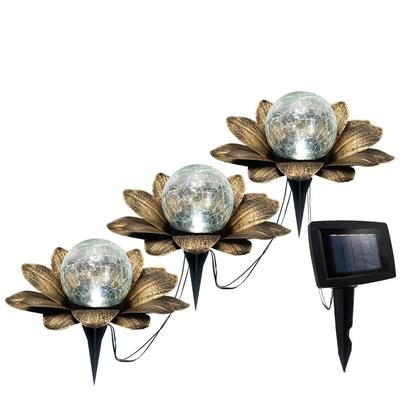 Imagem de Luzes solares de jardim LEWIS & WAYNE Coppery Lotus Flower 3 unidades
