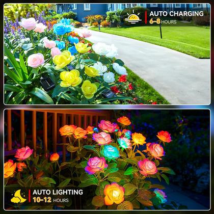 Imagem de Luzes solares de jardim WDTPro, pacote com 4, 7, impermeáveis que mudam de cor