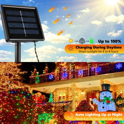Imagem de Luzes solares de Natal Joomer 400 LED 22m multicoloridas, pacote com 2