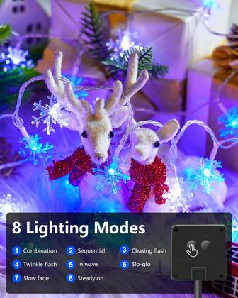 Imagem de Luzes solares de Natal Snowflake String Lights Brightown 100 LED