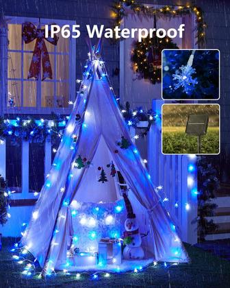 Imagem de Luzes solares de Natal Snowflake String Lights Brightown 100 LED