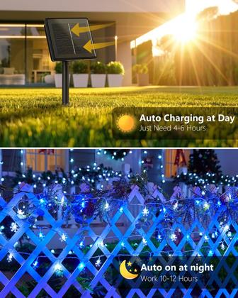 Imagem de Luzes solares de Natal Snowflake String Lights Brightown 100 LED