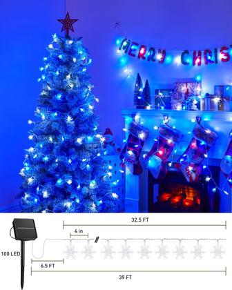Imagem de Luzes solares de Natal Snowflake String Lights Brightown 100 LED
