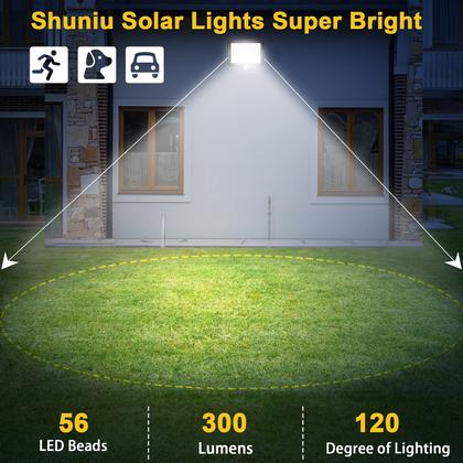 Imagem de Luzes solares de sensor de movimento ao ar livre Shuniu 56 LED IP65