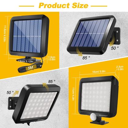Imagem de Luzes solares de sensor de movimento ao ar livre Shuniu 56 LED IP65