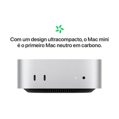 Imagem de Mac mini Apple Chip M4, CPU de 10 Núcleos, GPU de 10 Núcleos, Neural Engine de 16 Núcleos, Memória 16GB, SSD de 512GB, Prata - MU9E3BZ/A