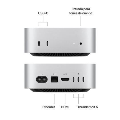 Imagem de Mac mini Apple Chip M4 Pro, CPU de 10 Núcleos, GPU de 10 Núcleos, Neural Engine de 16 Núcleos, Memória 24GB, SSD 512GB, Prata - MCX44BZ/A