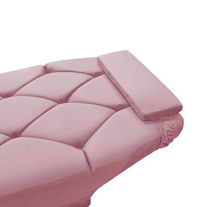 Imagem de Maca Capitonê Com Massagem para Extensão de Cílios Salão Soft Veludo Rosa Claro SOFA STORE