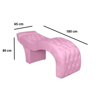 Imagem de Maca Estética Curva Estofada Capitonê Para Salão Sobrancelha Cílios Veludo Rosa Chiclete
