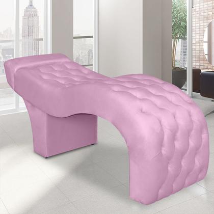 Imagem de Maca Estética Curva Estofada Capitonê Para Salão Sobrancelha Cílios Veludo Rosa Chiclete