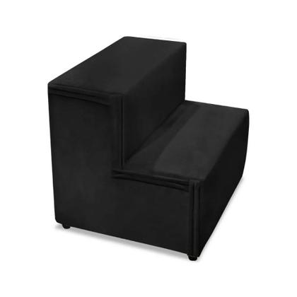 Imagem de Maca para Estética Luxo Veludo Preto Capitone Estofados com Escadinha Cintatex