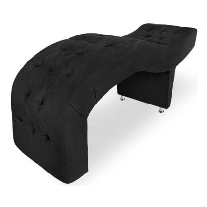 Imagem de Maca para Estética Luxo Veludo Preto Capitone Estofados com Escadinha Cintatex