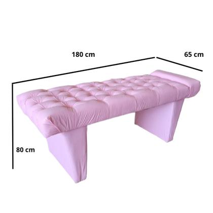 Imagem de Maca Reta Mesa Estética Estofada Capitonê Para Salão Sobrancelha Cílios Revestimento Sintético Rosa