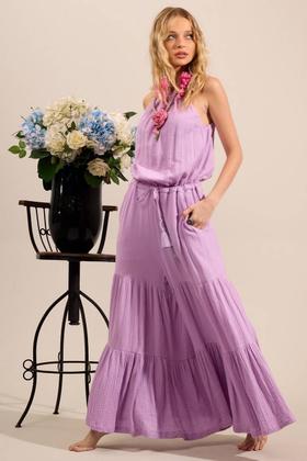 Imagem de Macacão Amplo Pantalona com Túnel de Regulagem na Cintura Lilás Yacamim O3