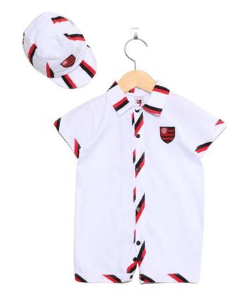Imagem de Macacão Bebê Flamengo Curto com Boné Oficial