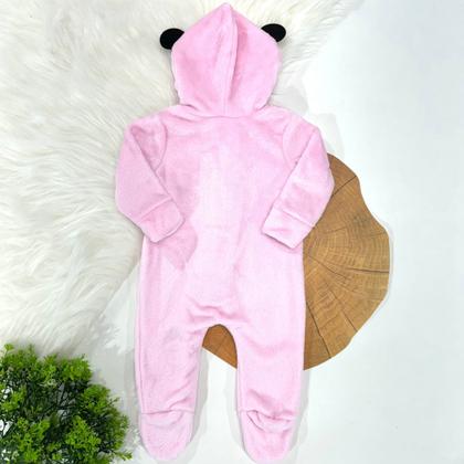 Imagem de Macacão Bebê Infantil Fofo Pelúcia Ursinho Inverno Quentinho