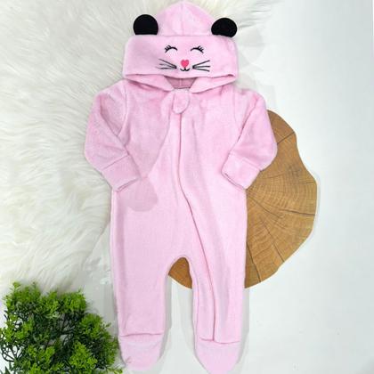 Imagem de Macacão Bebê Infantil Fofo Pelúcia Ursinho Inverno Quentinho