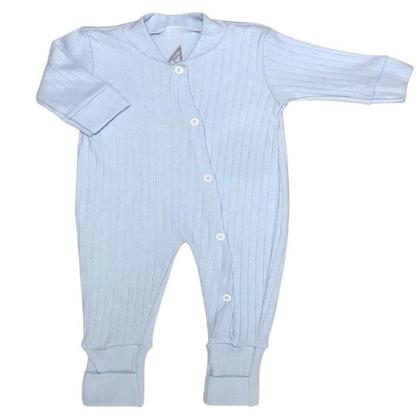 Imagem de Macacão Bebe malha com zíper vira pé menino menina 2 Peças