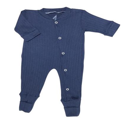 Imagem de Macacão Bebe malha com zíper vira pé menino menina 2 Peças