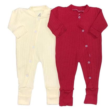 Imagem de Macacão Bebe malha com zíper vira pé menino menina 2 Peças