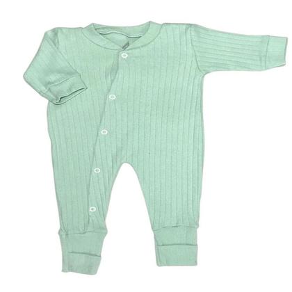 Imagem de Macacão Bebe malha com zíper vira pé menino menina 2 Peças