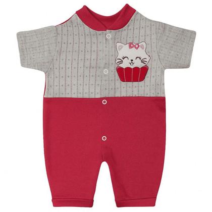 Imagem de Macacão Bebê Manga Curta Bordado De Animais Menino Menina