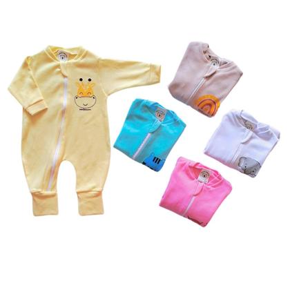 Imagem de Macacão Bebê Manga Longa Recém Nascido Algodão Com Zíper