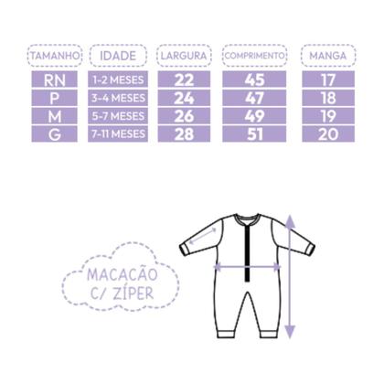 Imagem de Macacão Bebê Manga Longa Recém Nascido Algodão Com Zíper
