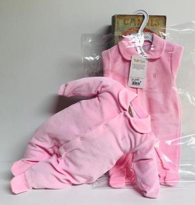 Imagem de Macacão Bebe Menina Inverno Plush Enxoval Rosa Bela Fase 329