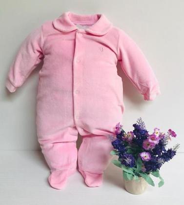 Imagem de Macacão Bebe Menina Inverno Plush Enxoval Rosa Bela Fase 329