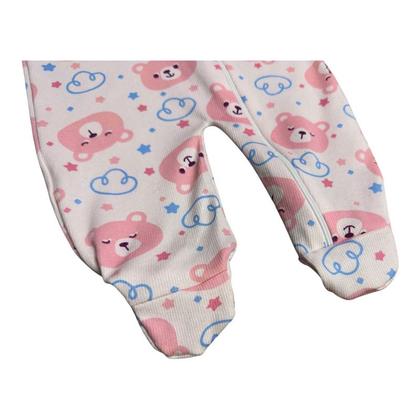 Imagem de Macacão Bebê Menina Malha Zíper Algodão Rosa Pijaminha