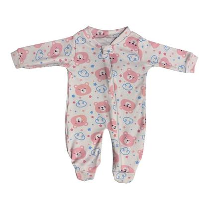 Imagem de Macacão Bebê Menina Malha Zíper Algodão Rosa Pijaminha