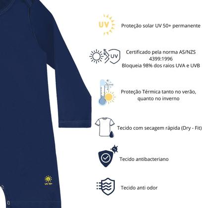 Imagem de Macacão Bebe Praia Piscina Com Proteção Uv 50+