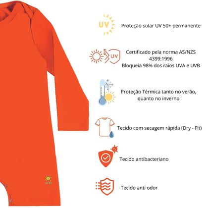 Imagem de Macacão Bebe Praia Piscina Com Proteção Uv 50+