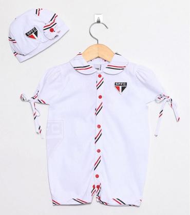 Imagem de Macacão Bebê São Paulo Manga Curta Com Gorro Oficial