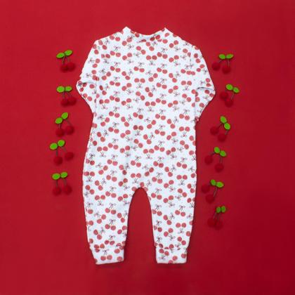 Imagem de Macacão Bebê Soft com Zíper Longo Praticidade Conforto e Proteção a Noite Toda Cerejinha