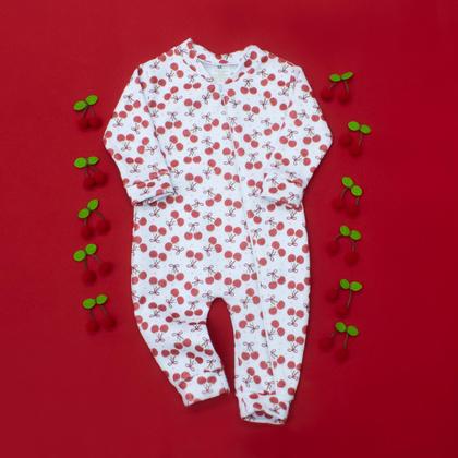 Imagem de Macacão Bebê Soft com Zíper Longo Praticidade Conforto e Proteção a Noite Toda Cerejinha
