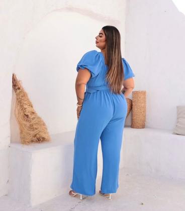 Imagem de Macacão Bruna manga princesa tecido Duna com cinto