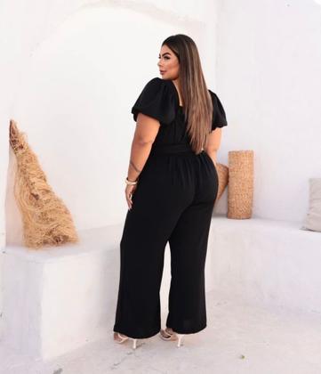 Imagem de Macacão Bruna manga princesa tecido Duna com cinto