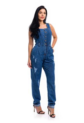 Imagem de Macacão Calça  Slouchy Jeans Sem Lycra