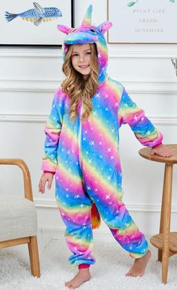 Imagem de Macacão com capuz de unicórnio CHETOSHO para meninas, traje de Halloween 4-5Y