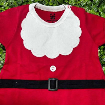 Imagem de Macacão curto bebê vermelho bordado barba papai noel natal