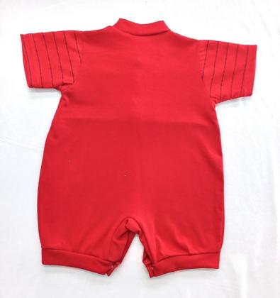 Imagem de Macacão Curto em Malha com detalhe listrado e Bordado Ursinha - Nethuno Baby