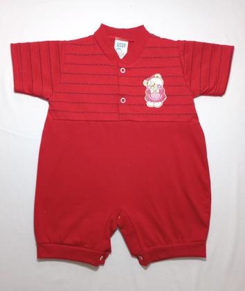 Imagem de Macacão Curto em Malha com detalhe listrado e Bordado Ursinha - Nethuno Baby