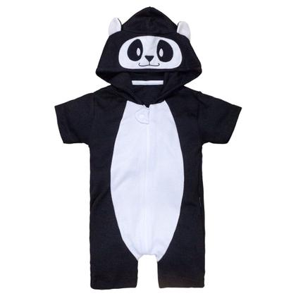 Imagem de Macacão Curto Fantasia Panda Infantil Com Bordado No Capuz
