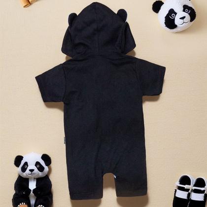 Imagem de Macacão Curto Fantasia Panda Infantil Com Bordado No Capuz