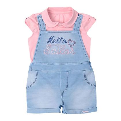 Imagem de Macacão Curto Paraiso Conforto com Malha Denim Rosa Chá